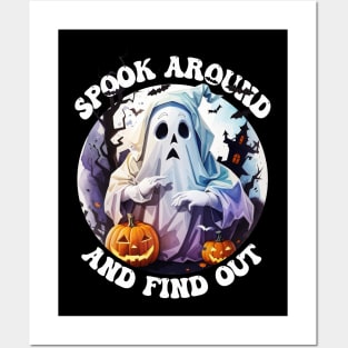 Spook Around and Find Out Spooky Season Ghost Bats Funny Posters and Art